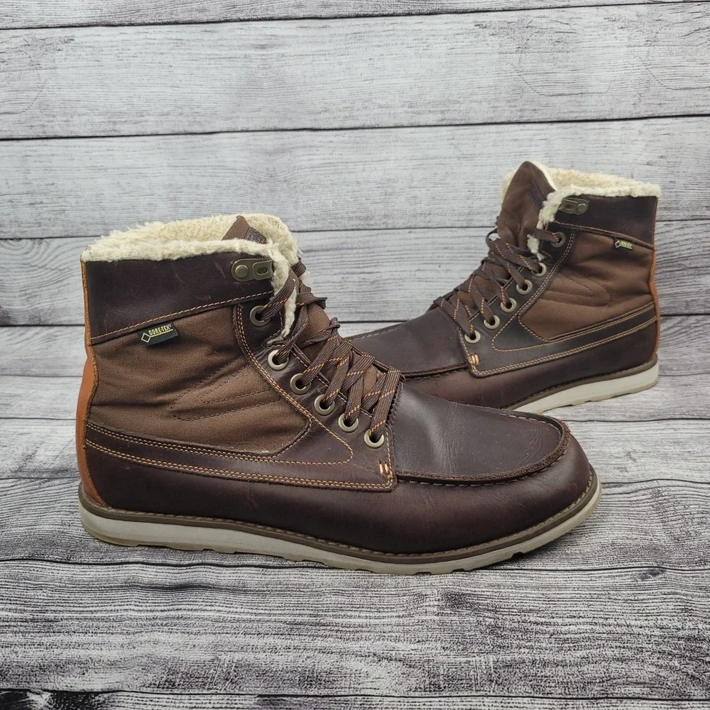 Tretorn Gore-Tex Brown Leather Faux Fur Lined Vibram Winter Boots Mens 11.5